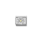 Composable® Link, Charm, silver Daisy, Yellow Cubic Zirconia in hypoallergenic stainless steel, sterling silver .925 and cubic zirconia | Nomination Italy