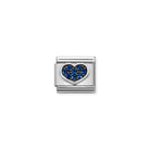 Composable® Link, Charm, Heart Blue Cubic Zirconia in hypoallergenic stainless steel, sterling silver .925 and cubic zirconia | Nomination Italy