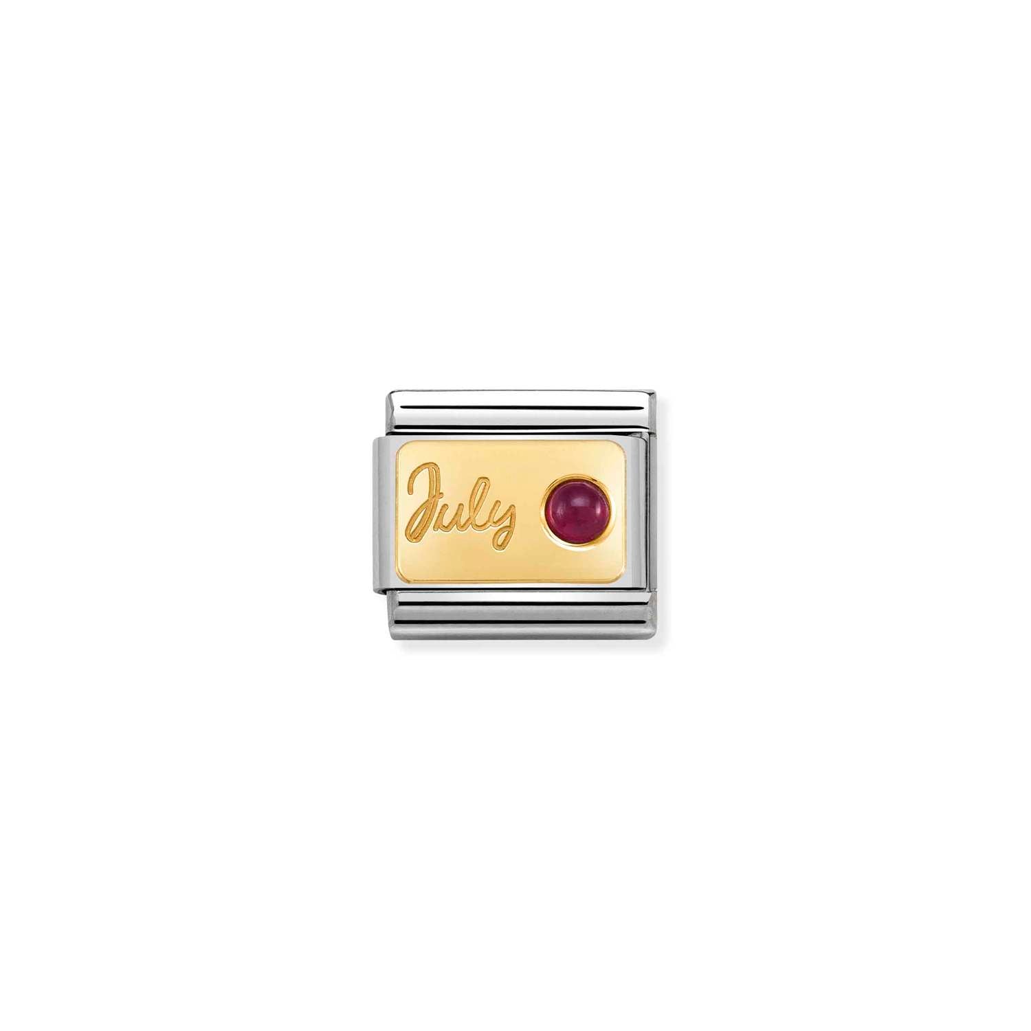 Composable® Link, Charm, July in hypoallergenic stainless steel, gold 18 kt and natural/synthetic stones | Nomination Italy