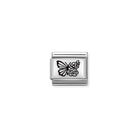 Composable® Link, Charm, Butterfly with Flowers in hypoallergenic stainless steel and sterling silver .925 | Nomination Italy
