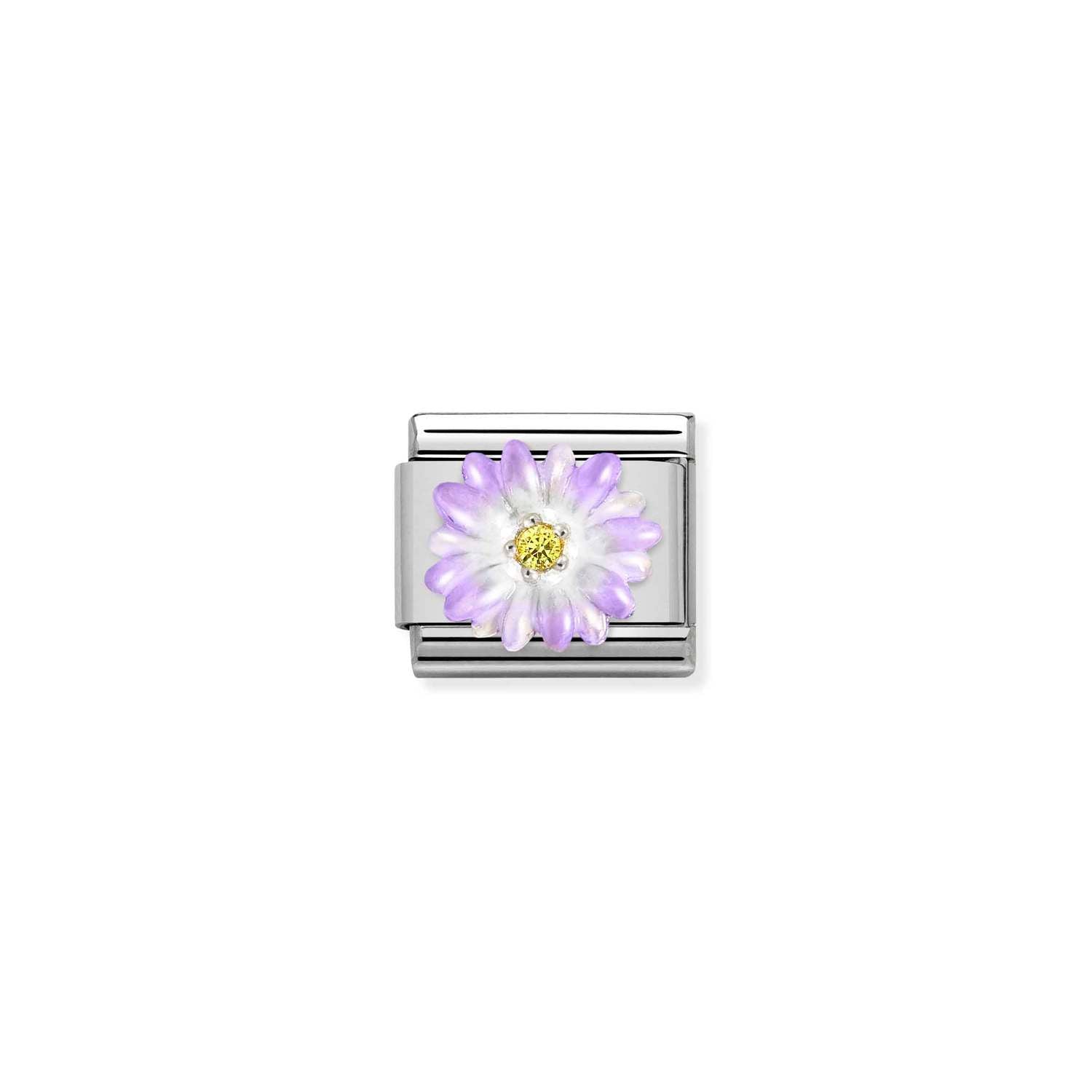 Composable® Link, Charm, Violet Flower in hypoallergenic stainless steel, sterling silver .925 and cubic zirconia | Nomination Italy
