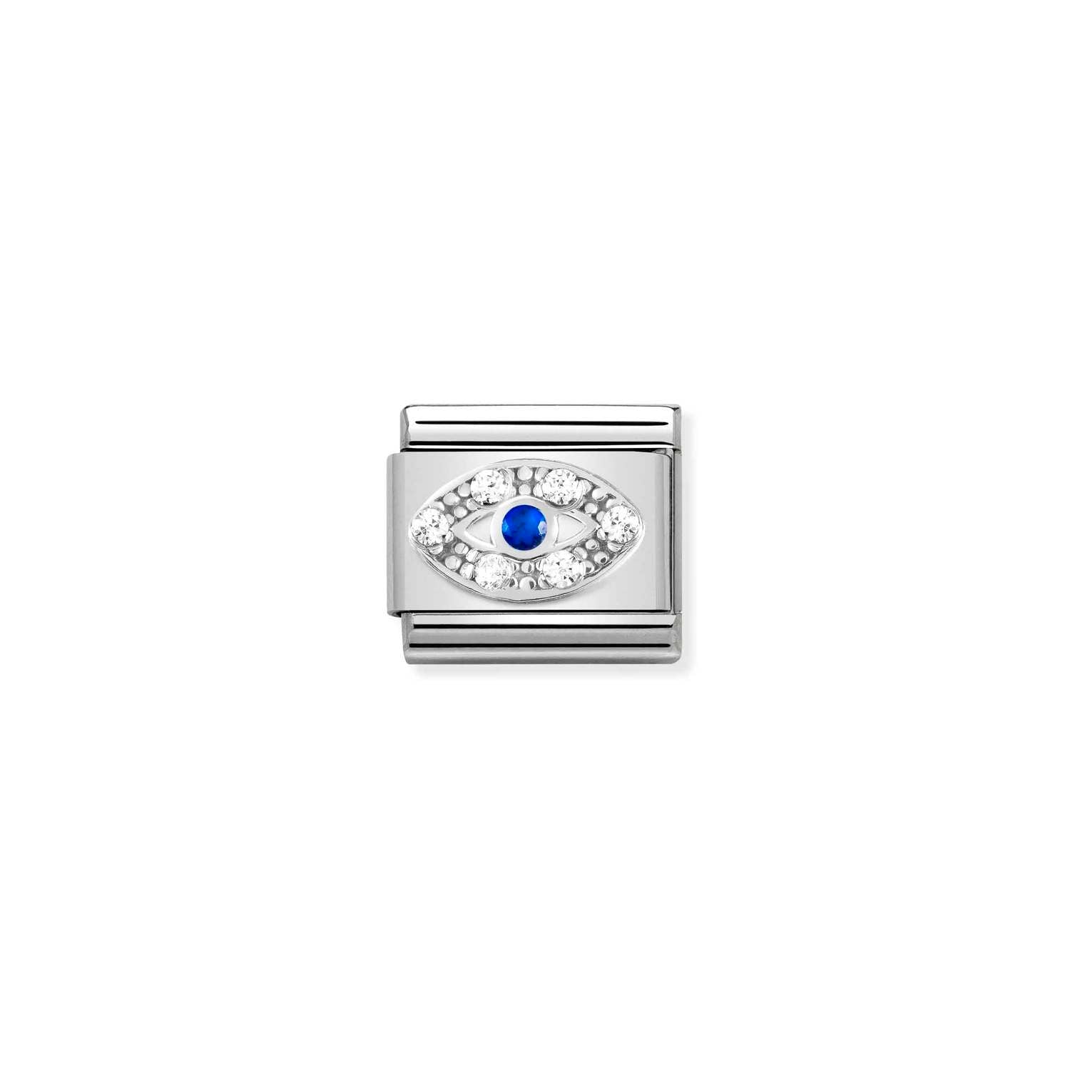 Composable® Link, Charm, Greek Eye, silver and Cubic Zirconia in hypoallergenic stainless steel, sterling silver .925 and cubic zirconia | Nomination Italy