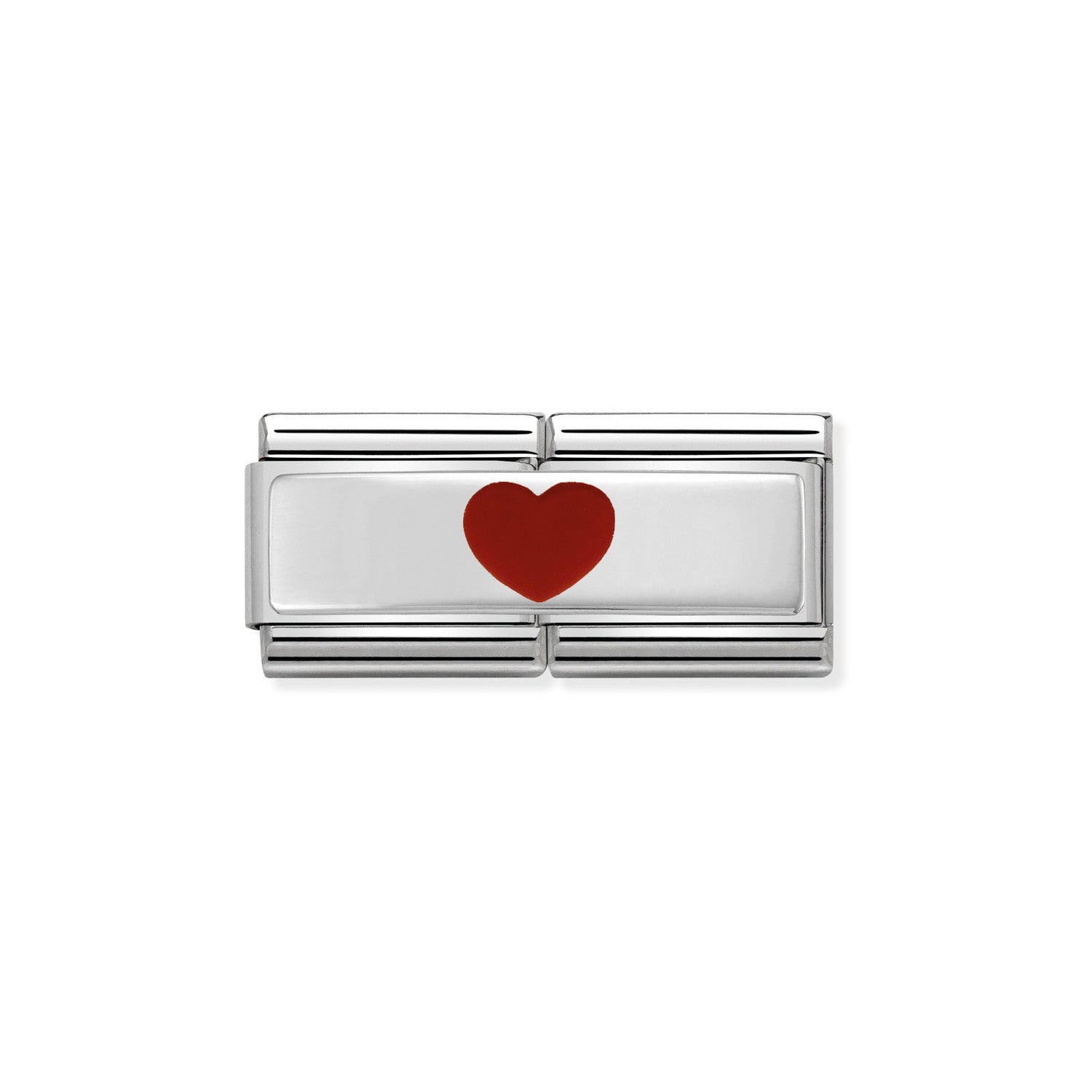 Composable® Double Link, Charm, with Red Heart in hypoallergenic stainless steel, sterling silver .925 and enamel | Nomination Italy