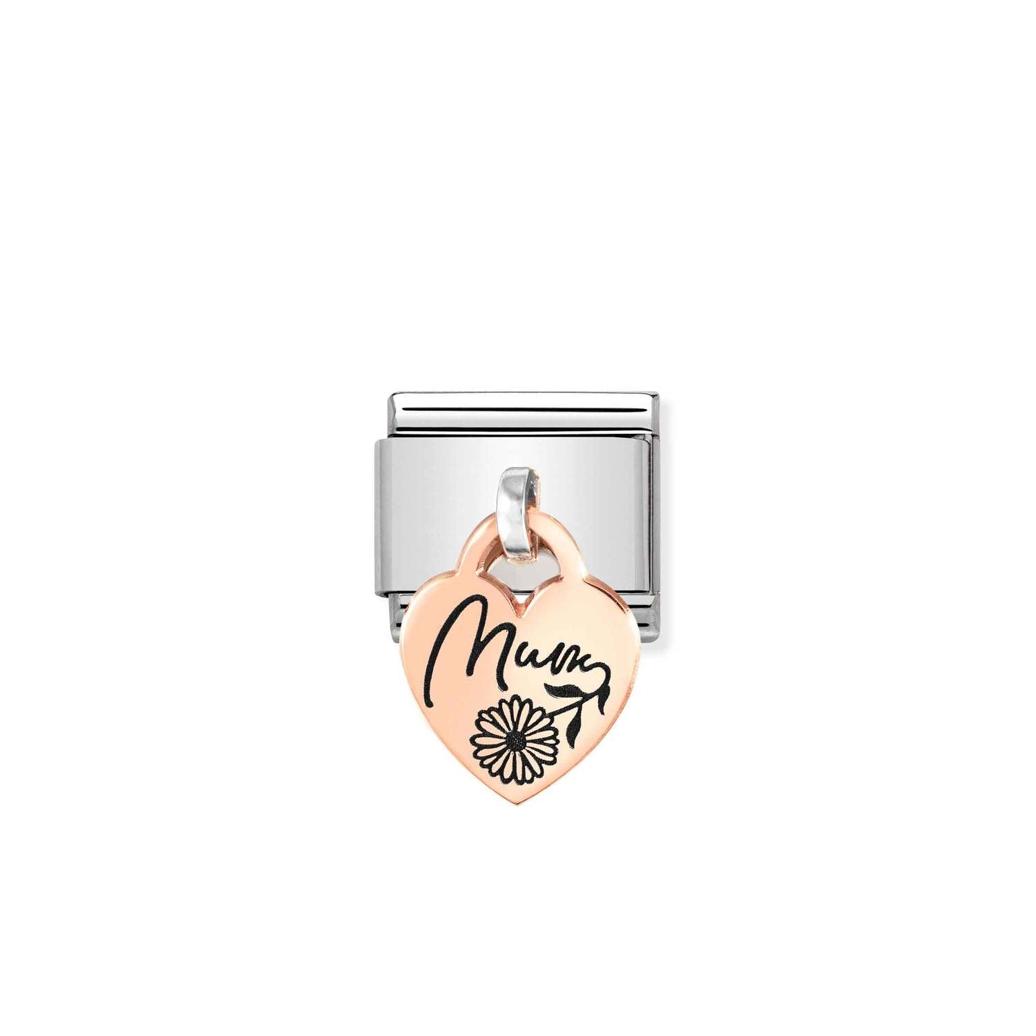 Composable® Link, Charm, Heart Pendant Mum in hypoallergenic stainless steel and rose gold 9kt | Nomination Italy