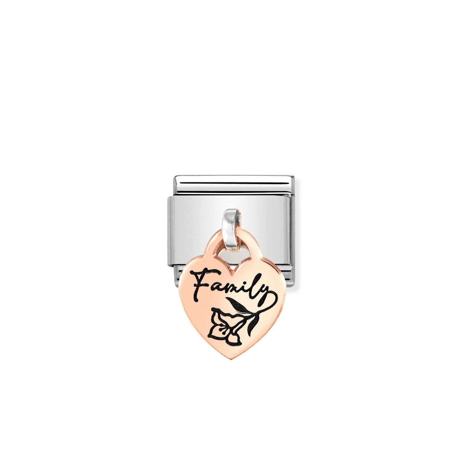 Composable® Link, Charm, Heart Pendant Family in hypoallergenic stainless steel and rose gold 9kt | Nomination Italy