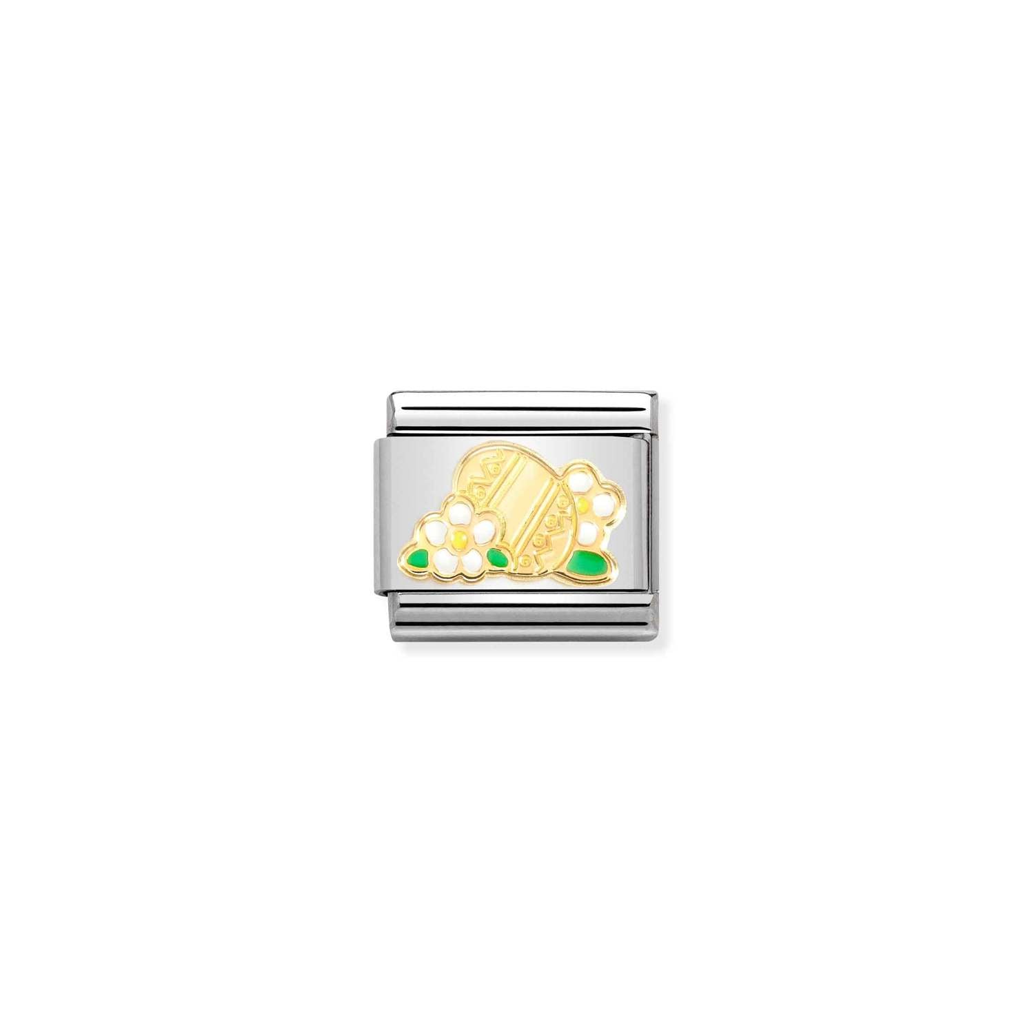 Composable® Link, Charm, Easter Egg, Flowers in hypoallergenic stainless steel, gold 18 kt and enamel | Nomination Italy