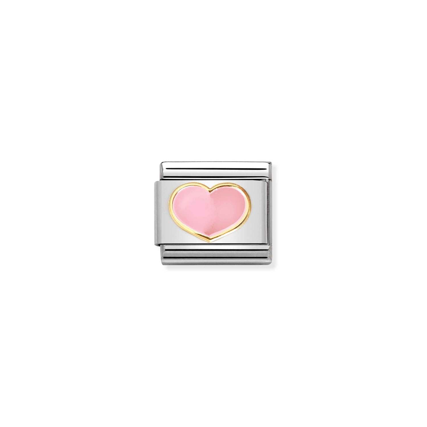 Composable® Link, Charm, gold with Pink Heart in hypoallergenic stainless steel, gold 18 kt and enamel | Nomination Italy