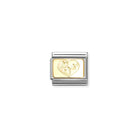 Composable® Link, Charm, Hearts Plaque in hypoallergenic stainless steel and gold 18 kt | Nomination Italy