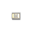 Composable® Link, Charm, Letter M, silver Glitter in hypoallergenic stainless steel, gold 18 kt and enamel | Nomination Italy