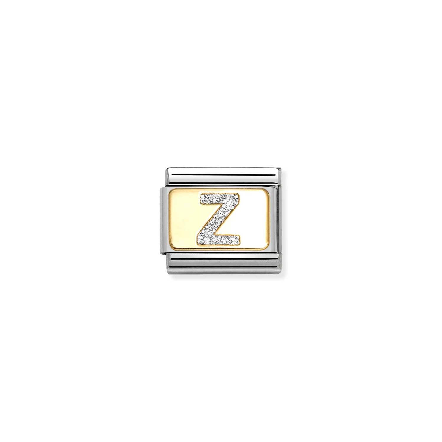 Composable® Link, Charm, Letter Z, silver Glitter in hypoallergenic stainless steel, gold 18 kt and enamel | Nomination Italy