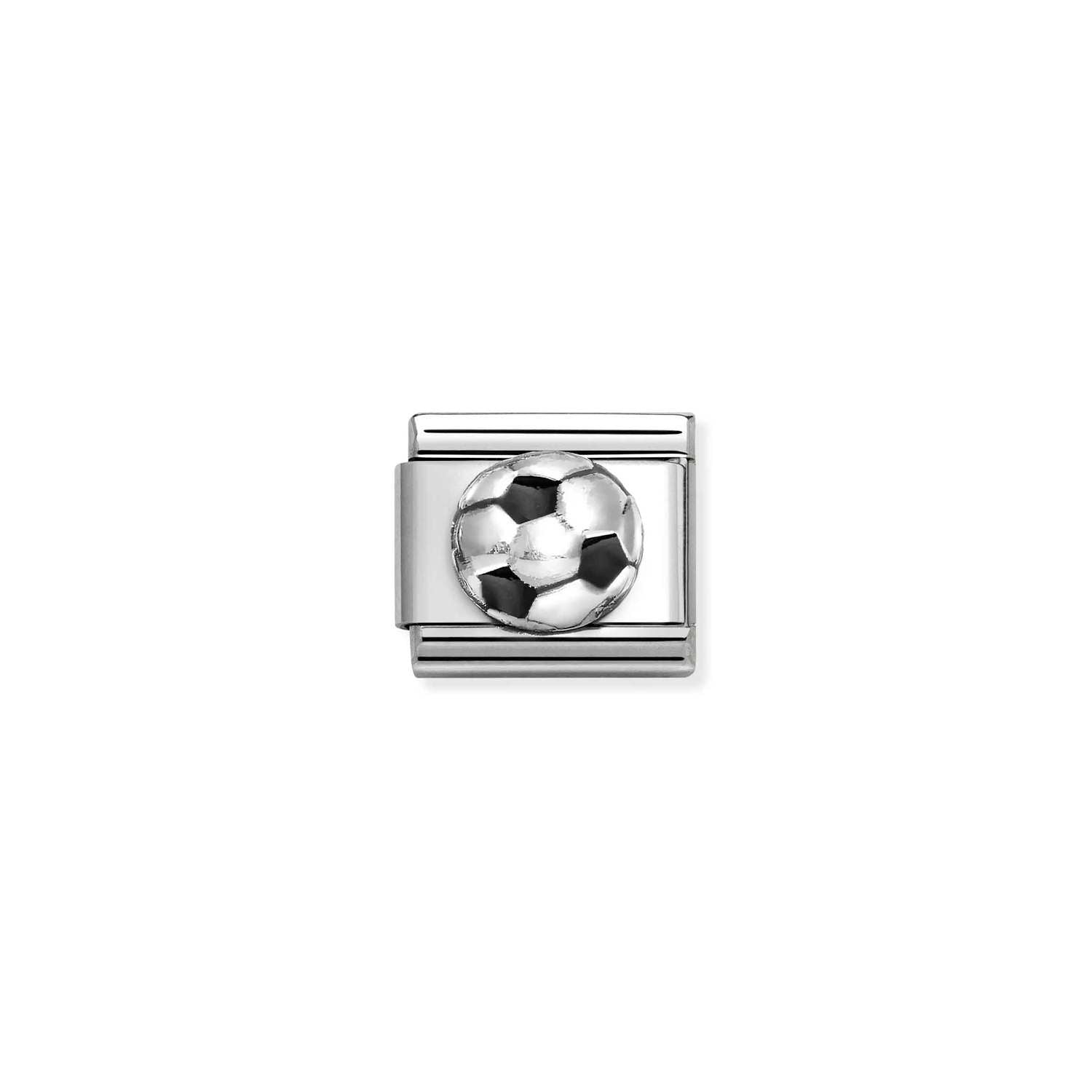 Composable® Link, Charm, Football, Black Enamel in hypoallergenic stainless steel, sterling silver .925 and enamel | Nomination Italy