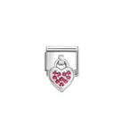 Composable® Link, Charm, Pendant Heart, Red Stones in hypoallergenic stainless steel, sterling silver .925 and cubic zirconia | Nomination Italy