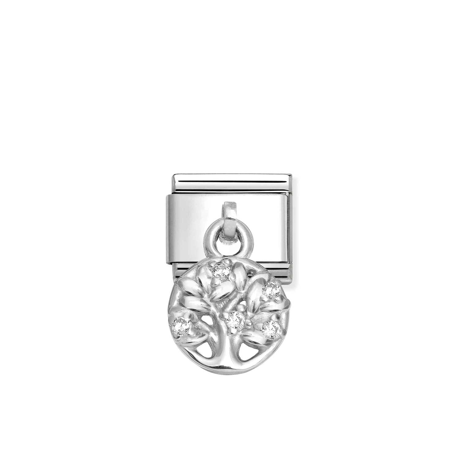Composable® Link, Charm, Pendant Tree Of Life, White Stones in hypoallergenic stainless steel, sterling silver .925 and cubic zirconia | Nomination Italy