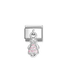Composable® Link, Charm, Pendant Girl, Pink Stones in hypoallergenic stainless steel, sterling silver .925 and cubic zirconia | Nomination Italy