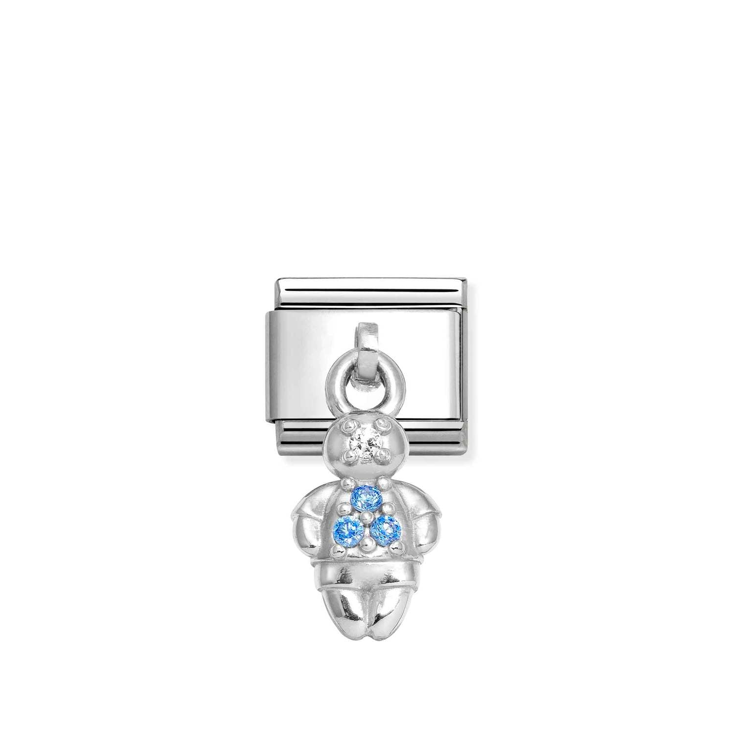 Composable® Link, Charm, Pendant Boy, Light Blue Stones in hypoallergenic stainless steel, sterling silver .925 and cubic zirconia | Nomination Italy