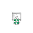 Composable® Link, Charm, Pendant Four-leaf Clover, Green Stones in hypoallergenic stainless steel, sterling silver .925 and cubic zirconia | Nomination Italy