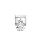 Composable® Link, Charm, Pendant Four-leaf Clover, White Stones in hypoallergenic stainless steel, sterling silver .925 and cubic zirconia | Nomination Italy