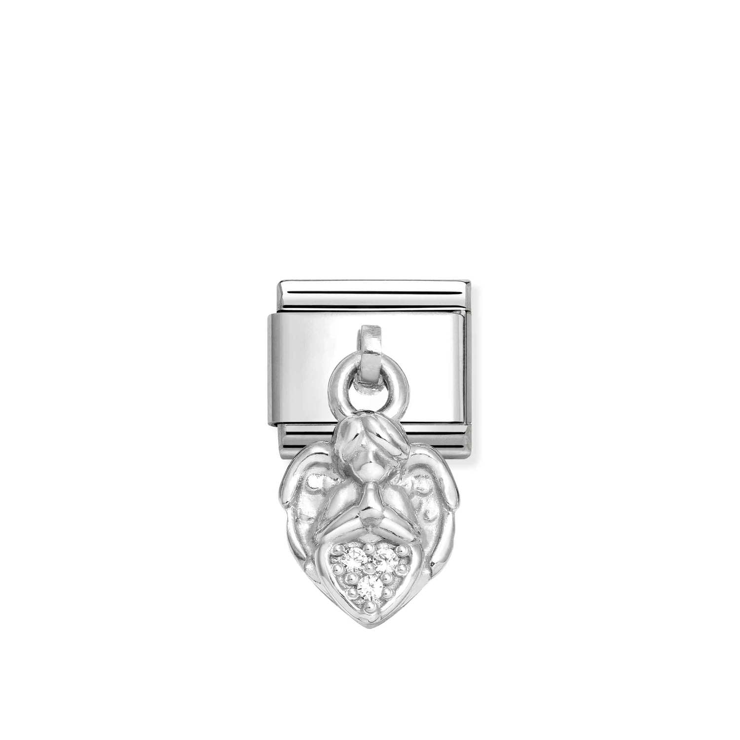 Composable® Link, Charm, Pendant Angel, White Stones in hypoallergenic stainless steel, sterling silver .925 and cubic zirconia | Nomination Italy