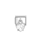 Composable® Link, Charm, Pendant Heart Cut Stone, White in hypoallergenic stainless steel, sterling silver .925 and cubic zirconia | Nomination Italy