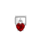 Composable® Link, Charm, Pendant Heart Cut Stone, Red in hypoallergenic stainless steel, sterling silver .925 and cubic zirconia | Nomination Italy