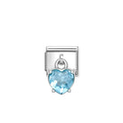 Composable® Link, Charm, Pendant Heart Cut Stone, Light Blue in hypoallergenic stainless steel, sterling silver .925 and cubic zirconia | Nomination Italy
