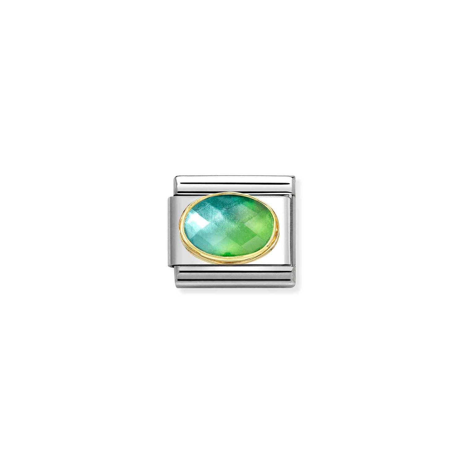 Composable® Link, Charm, 2-tone Stone, Blue-green in hypoallergenic stainless steel, gold 18 kt and natural stones | Nomination Italy