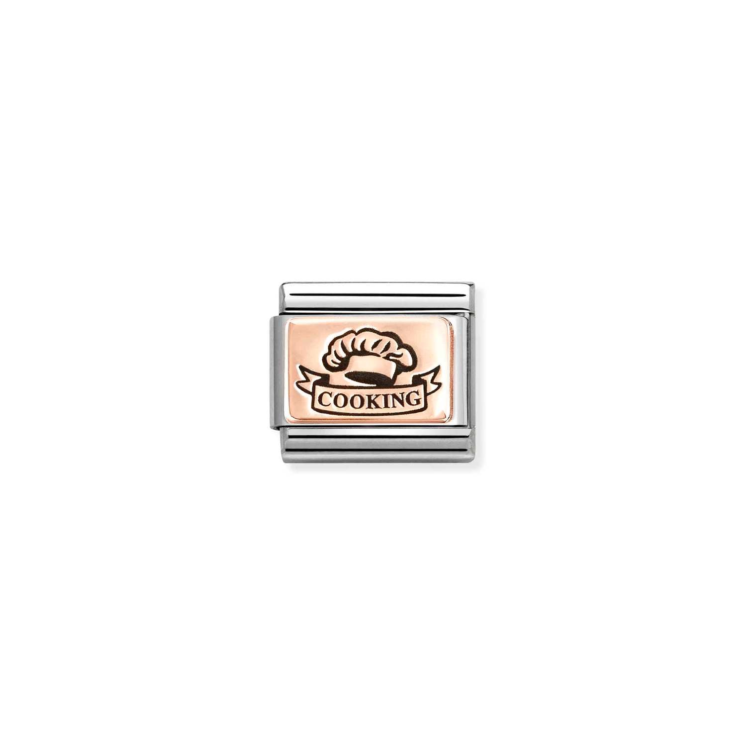 Composable® Link, Charm, Cooking Chef' Hat in hypoallergenic stainless steel and rose gold 9kt | Nomination Italy