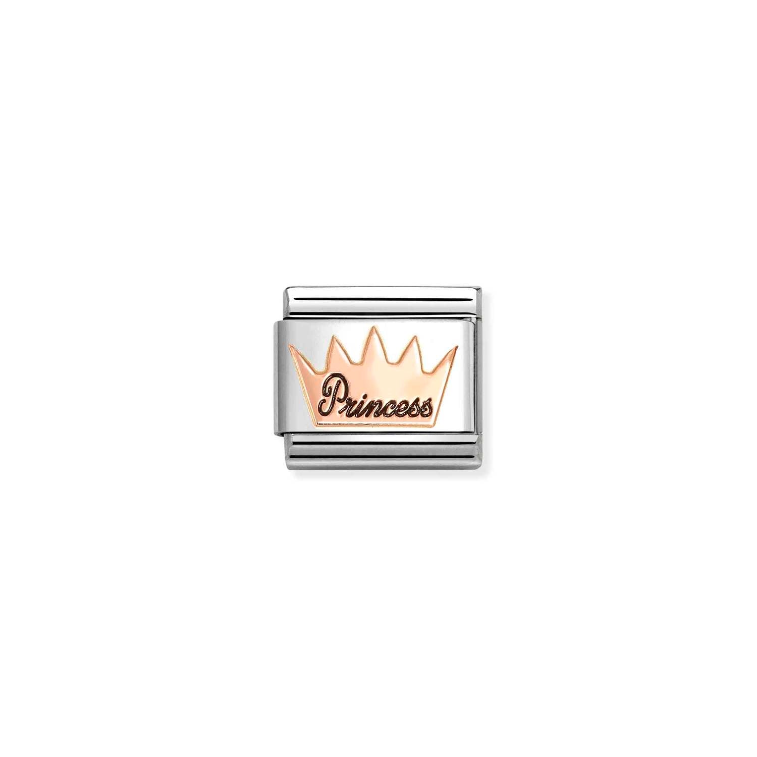 Composable® Link, Charm, Princess Crown in hypoallergenic stainless steel, rose gold 9kt and enamel | Nomination Italy