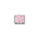Composable® Link, Charm, silver, Big Pink Flower in hypoallergenic stainless steel, sterling silver .925 and cubic zirconia | Nomination Italy