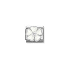 Composable® Link, Charm, White Flower with Cubic Zirconia in hypoallergenic stainless steel, sterling silver .925 and cubic zirconia | Nomination Italy