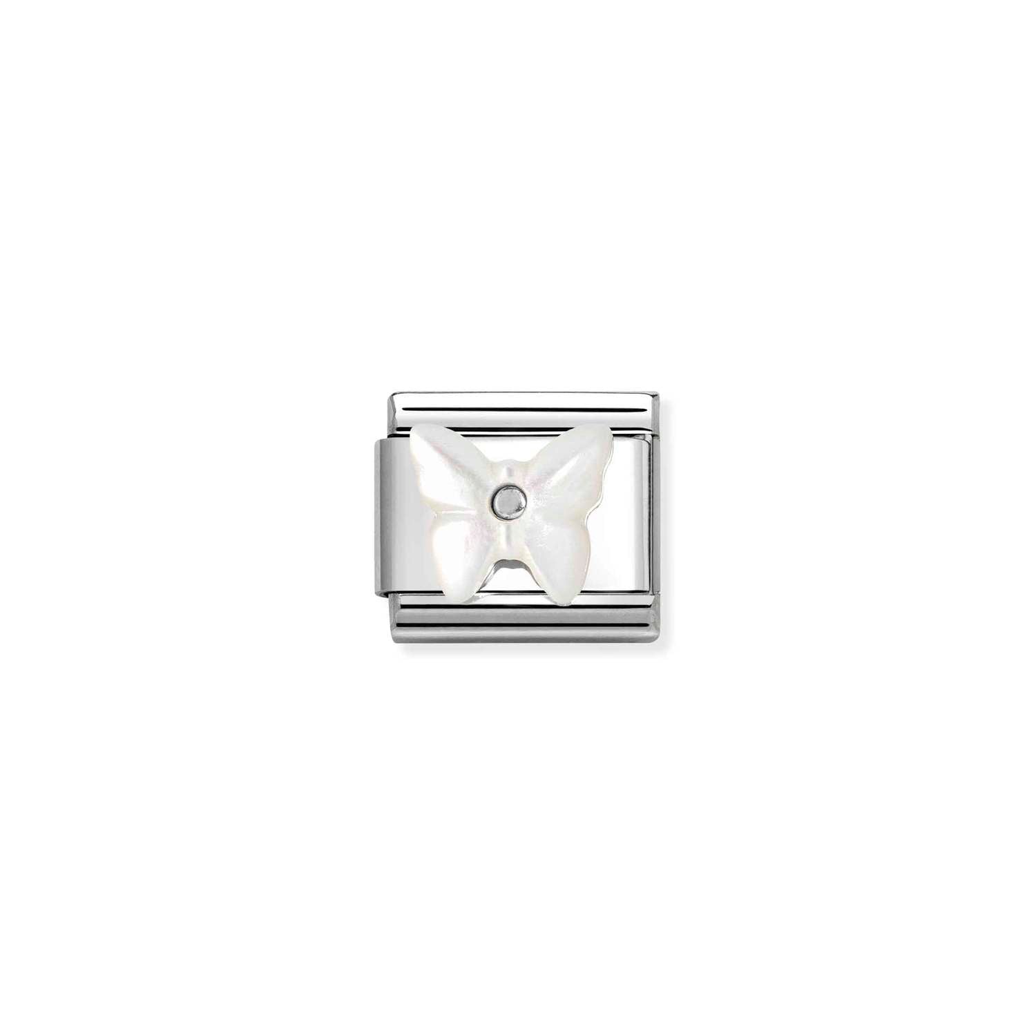 Composable® Link, Charm, Butterfly, White Mother of Pearl in hypoallergenic stainless steel, sterling silver .925 and natural stones | Nomination Italy