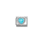 Composable® Link, Charm, Faceted Turquoise Heart,beaded in hypoallergenic stainless steel, sterling silver .925 and cubic zirconia | Nomination Italy
