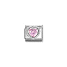 Composable® Link, Charm, Pink Cubic Zirconia Heart in hypoallergenic stainless steel, sterling silver .925 and cubic zirconia | Nomination Italy