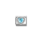 Composable® Link, Charm, Light Blue Cubic Zirconia Heart in hypoallergenic stainless steel, sterling silver .925 and cubic zirconia | Nomination Italy