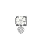 Composable® Link, Charm, White Flower, Heart in hypoallergenic stainless steel, sterling silver .925 and cubic zirconia | Nomination Italy
