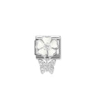 Composable® Link, Charm, White Flower, Butterfly in hypoallergenic stainless steel, sterling silver .925 and cubic zirconia | Nomination Italy