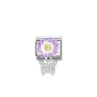 Composable® Link, Charm, Purple Flower, Butterfly in hypoallergenic stainless steel, sterling silver .925 and cubic zirconia | Nomination Italy