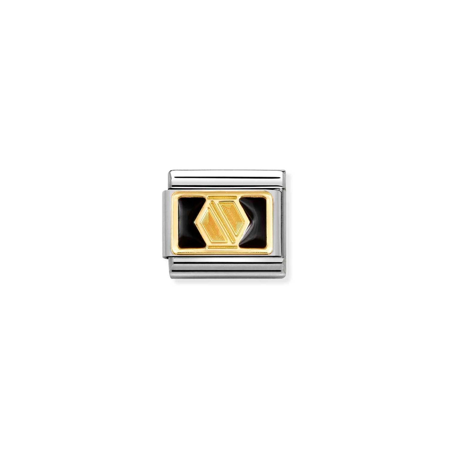 Composable® Link, Charm, Screw On Black in hypoallergenic stainless steel, gold 18 kt and enamel | Nomination Italy