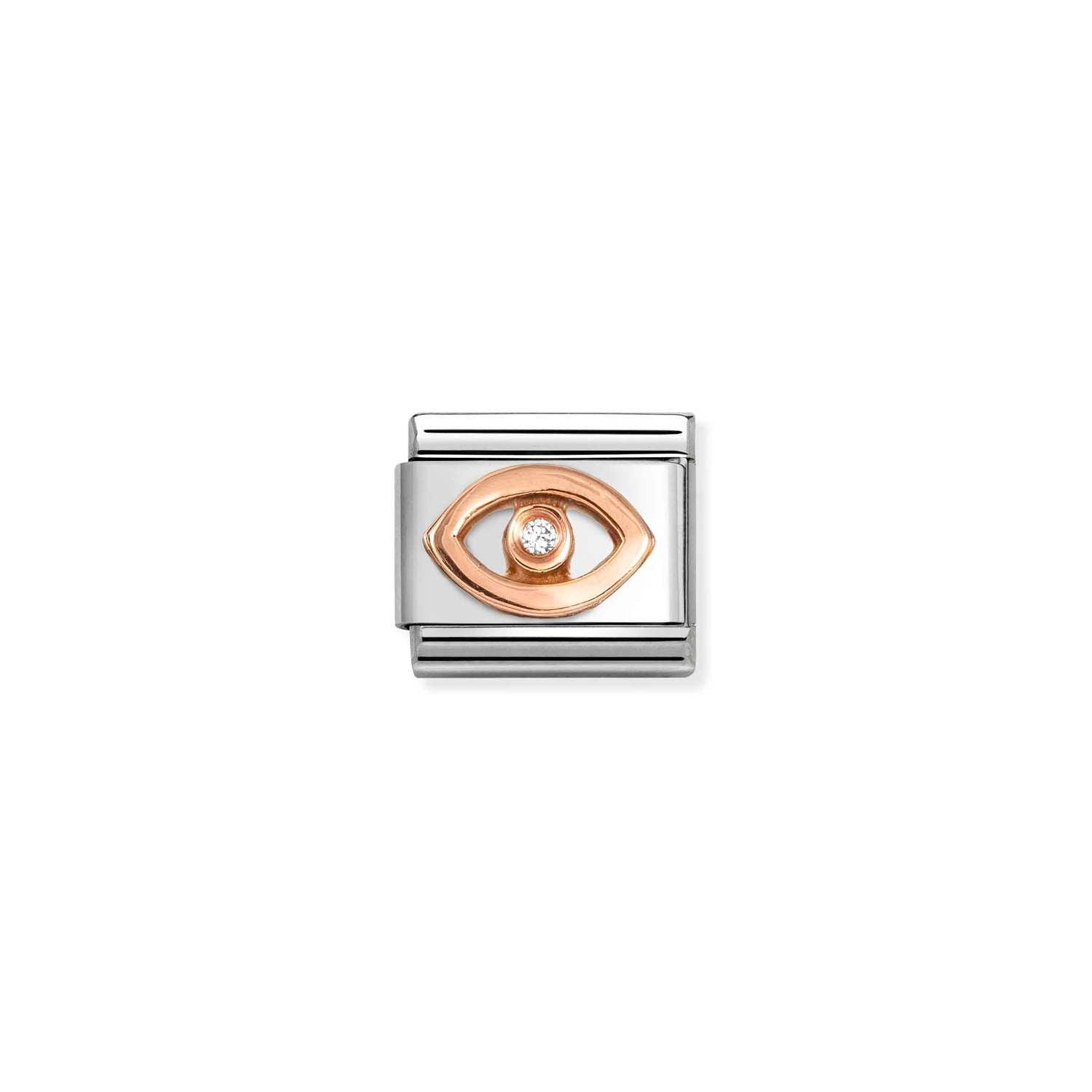 Composable® Link, Charm, Eye with Cubic Zirconia in hypoallergenic stainless steel, rose gold 9kt, and cubic zirconia | Nomination Italy