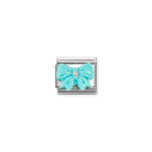 Composable® Link, Charm, Bow, Turquoise Synthetic Stone in hypoallergenic stainless steel, sterling silver .925 and natural stones | Nomination Italy
