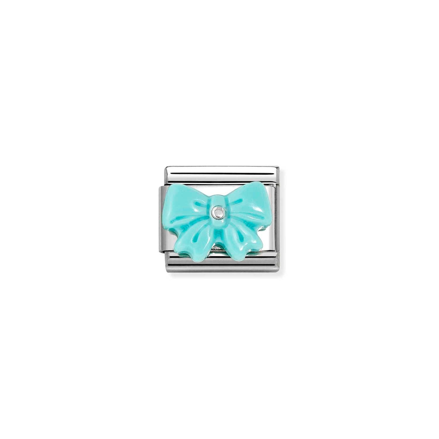 Composable® Link, Charm, Bow, Turquoise Synthetic Stone in hypoallergenic stainless steel, sterling silver .925 and natural stones | Nomination Italy