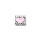 Composable® Link, Charm, Pastel Pink Heart, Beaded Setting in hypoallergenic stainless steel, sterling silver .925 and enamel | Nomination Italy