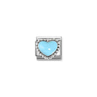 Composable® Link, Charm, Pastel Blue Heart, Beaded Setting in hypoallergenic stainless steel, sterling silver .925 and enamel | Nomination Italy