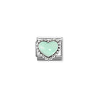 Composable® Link, Charm, Pastel Green Heart, Beaded Setting in hypoallergenic stainless steel, sterling silver .925 and enamel | Nomination Italy