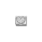 Composable® Link, Charm, Silver Heart with White Cubic Zirconia in hypoallergenic stainless steel, sterling silver .925 and cubic zirconia | Nomination Italy