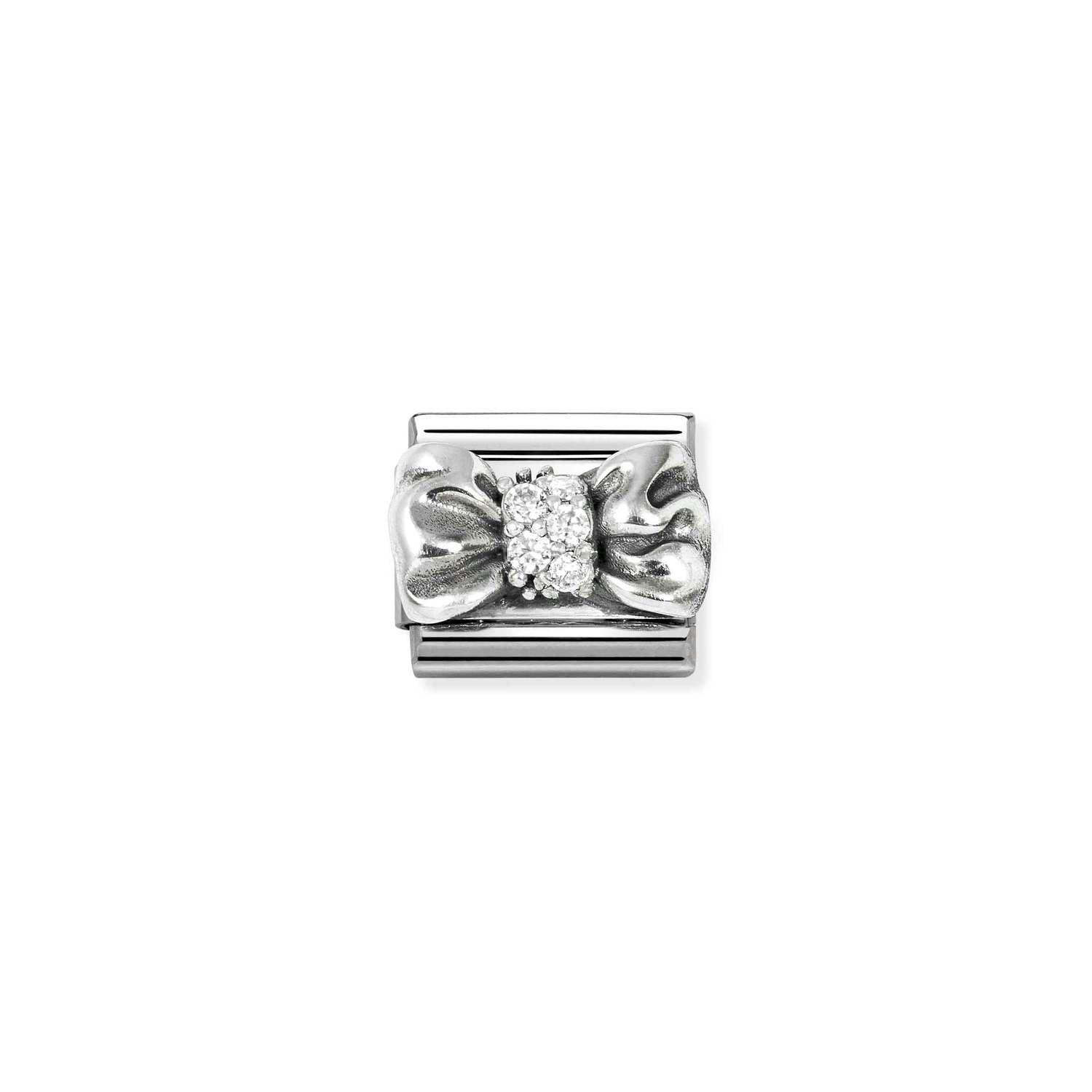 Composable® Link, Charm, Bow with Cubic Zirconia, silver in hypoallergenic stainless steel, sterling silver .925 and cubic zirconia | Nomination Italy