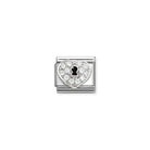 Composable® Link, Charm, Cubic Zirconia Heart with Keyhole in hypoallergenic stainless steel, sterling silver .925 and cubic zirconia | Nomination Italy