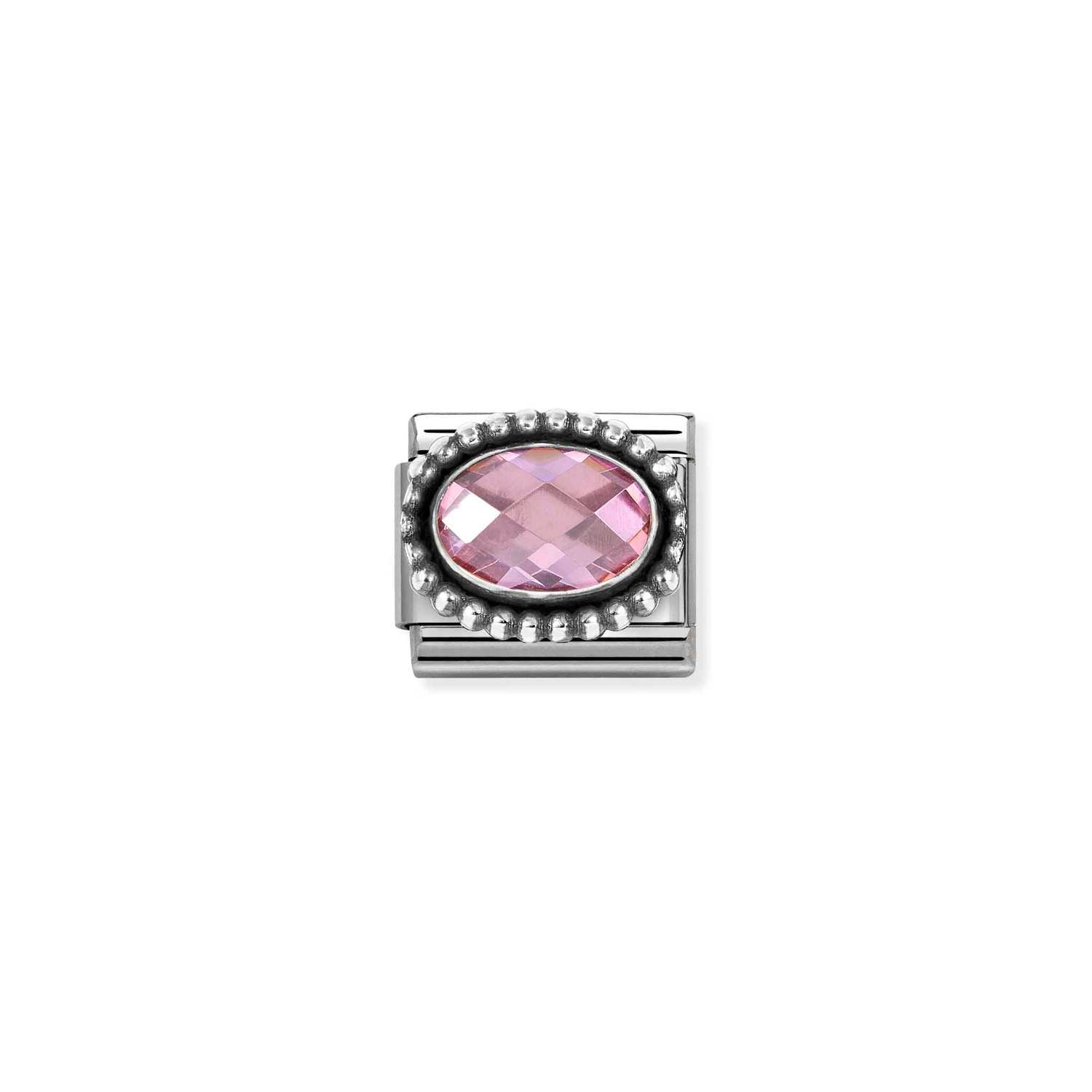 Composable® Link, Charm, Pink Cubic Zirconia, Vintage Effect in hypoallergenic stainless steel, sterling silver .925 and cubic zirconia | Nomination Italy