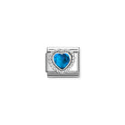 Composable® Link, Charm, Faceted Blue Heart,beaded in hypoallergenic stainless steel, sterling silver .925 and cubic zirconia | Nomination Italy