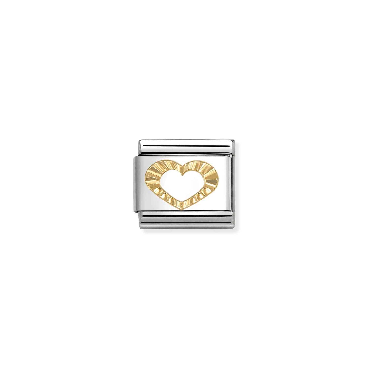 Composable® Link, Charm, Diamond Heart Profile in hypoallergenic stainless steel and gold 18 kt | Nomination Italy